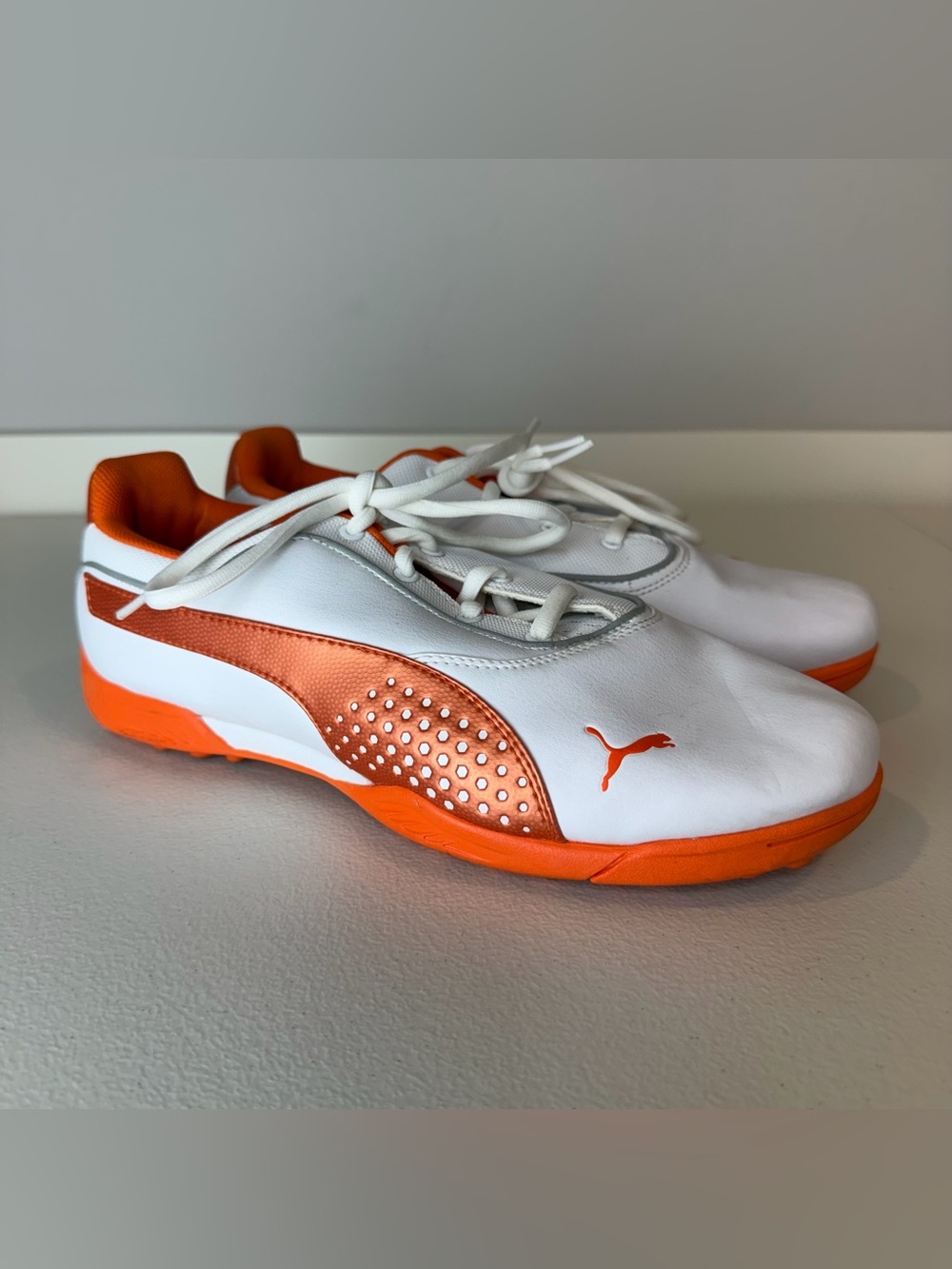 Puma Women’s White Orange Everfoam Eco Ortholite TitanTour Golf Shoes Size 7